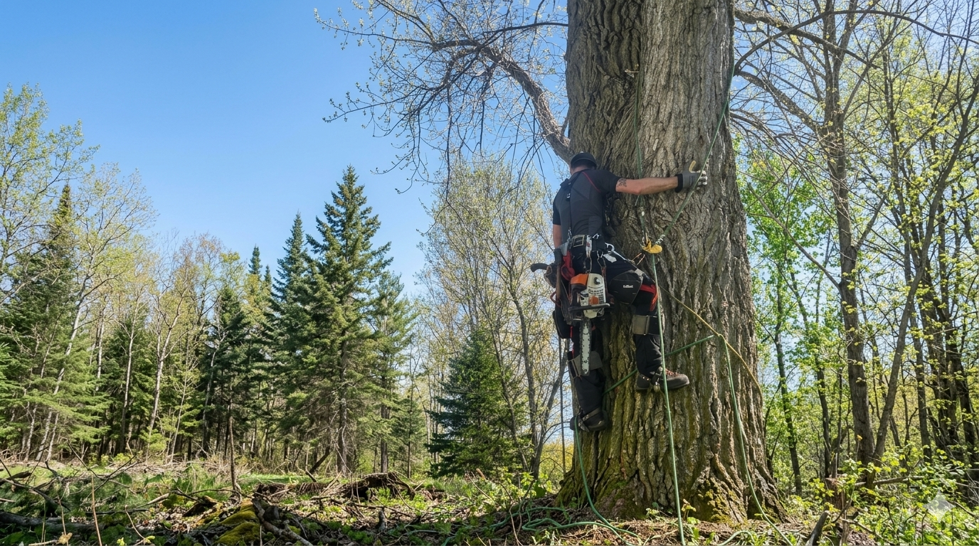 Installing steel support cables in a mature tree